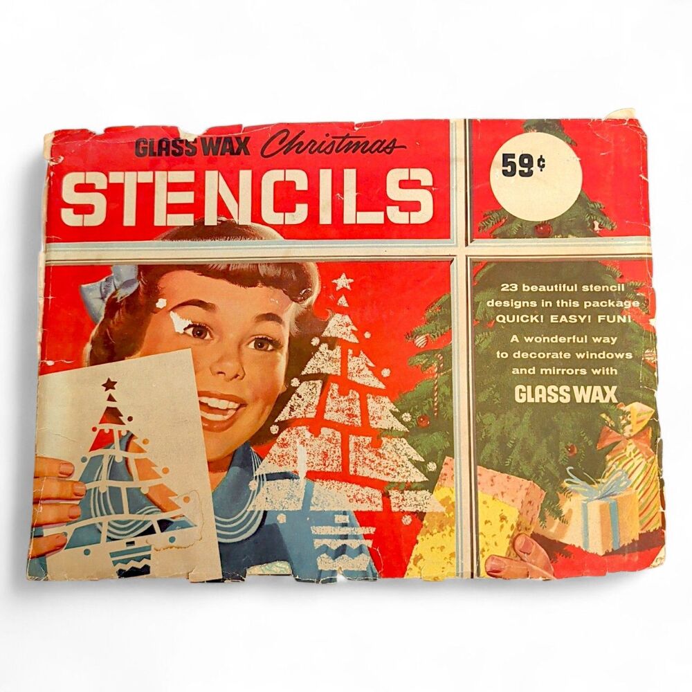 Glass Wax Vintage Window Mirror 13 Stencils Christmas Decorations Spray Snow 50s
